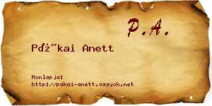 Pákai Anett névjegykártya